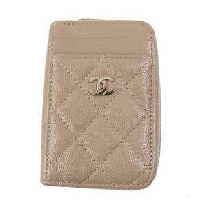 CHANEL Cream Caviar Leather Wallet